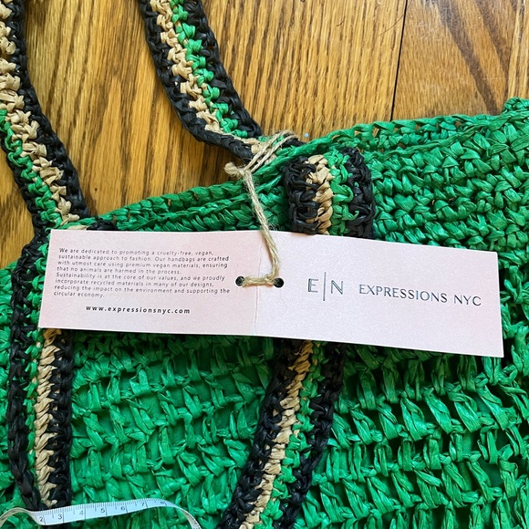 NWT E N EXPRESSIONS Woven Boho Tote Bag Vegan - Picture 7 of 13